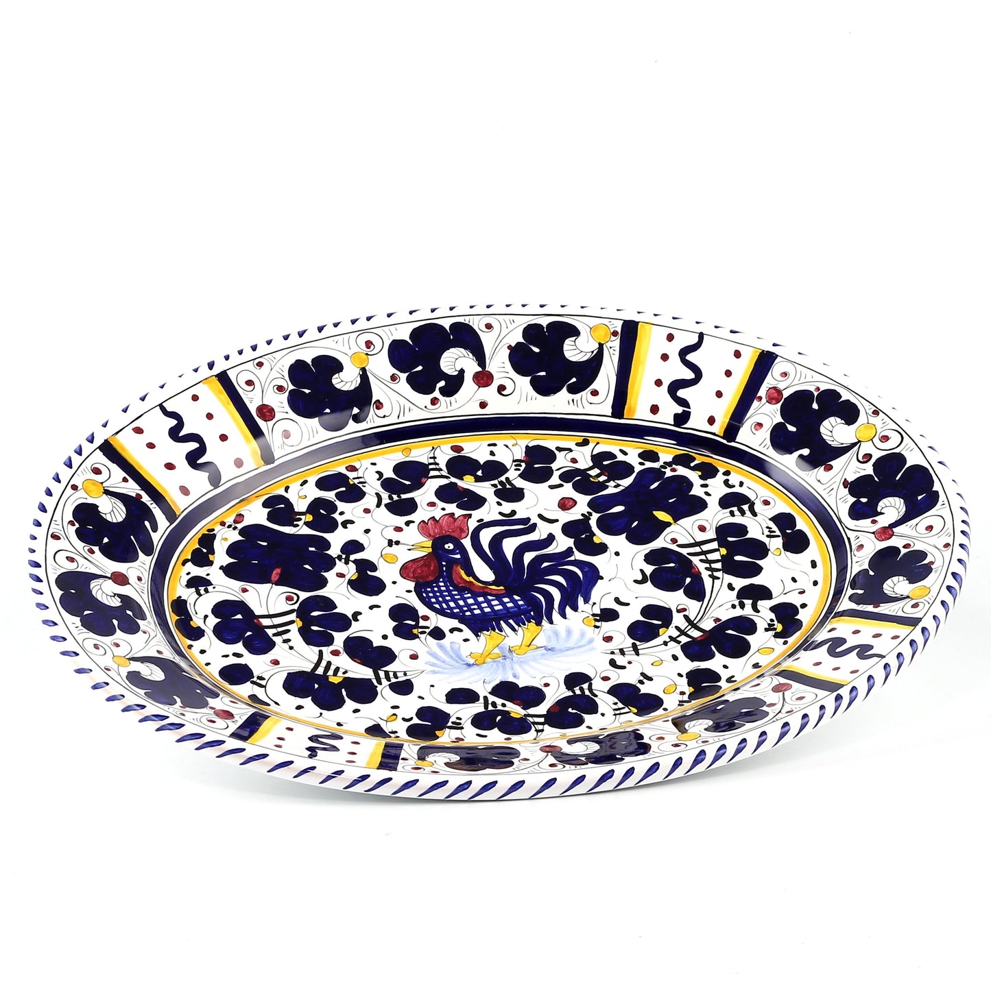 ORVIETO BLUE ROOSTER: Large Oval Platter