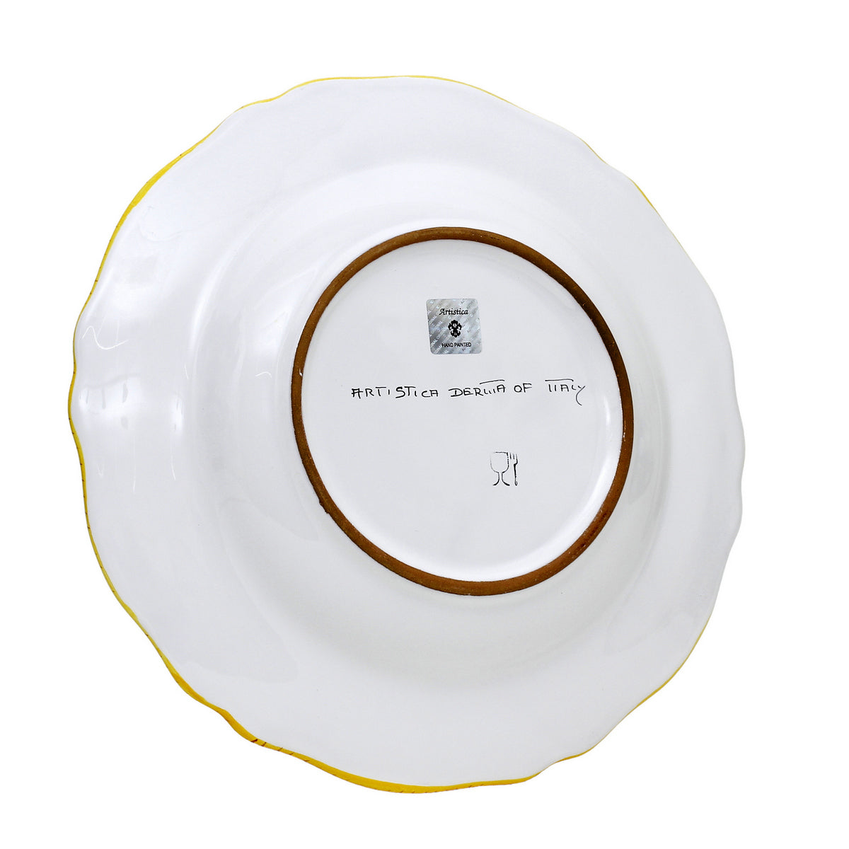 VECCHIA DERUTA: Tid Bit Server Charger Plate with Golden or Chrome Oval Metal Handle - Artistica.com