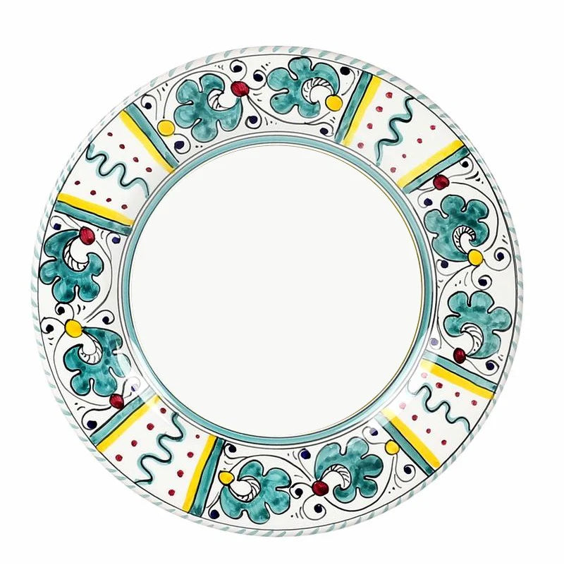 ORVIETO GREEN ROOSTER: Salad Plate (White Center)