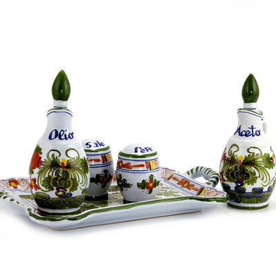 FAENZA-CARNATION: Oil and Vinegar Salt and Pepper menage - Artistica.com