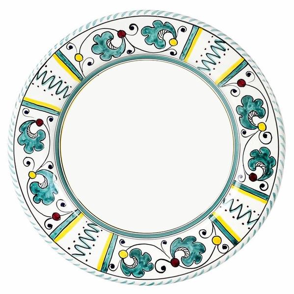 ORVIETO GREEN ROOSTER: Dinner Plate (White Center)