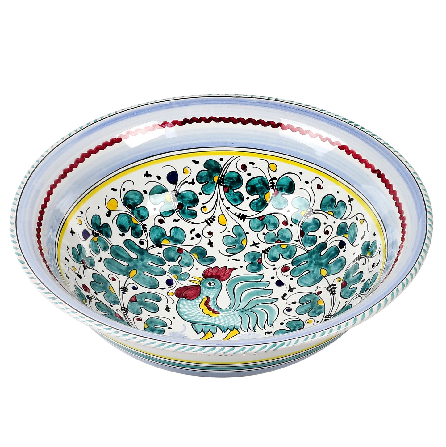 ORVIETO GREEN ROOSTER: Large Serving Salad Pasta bowl