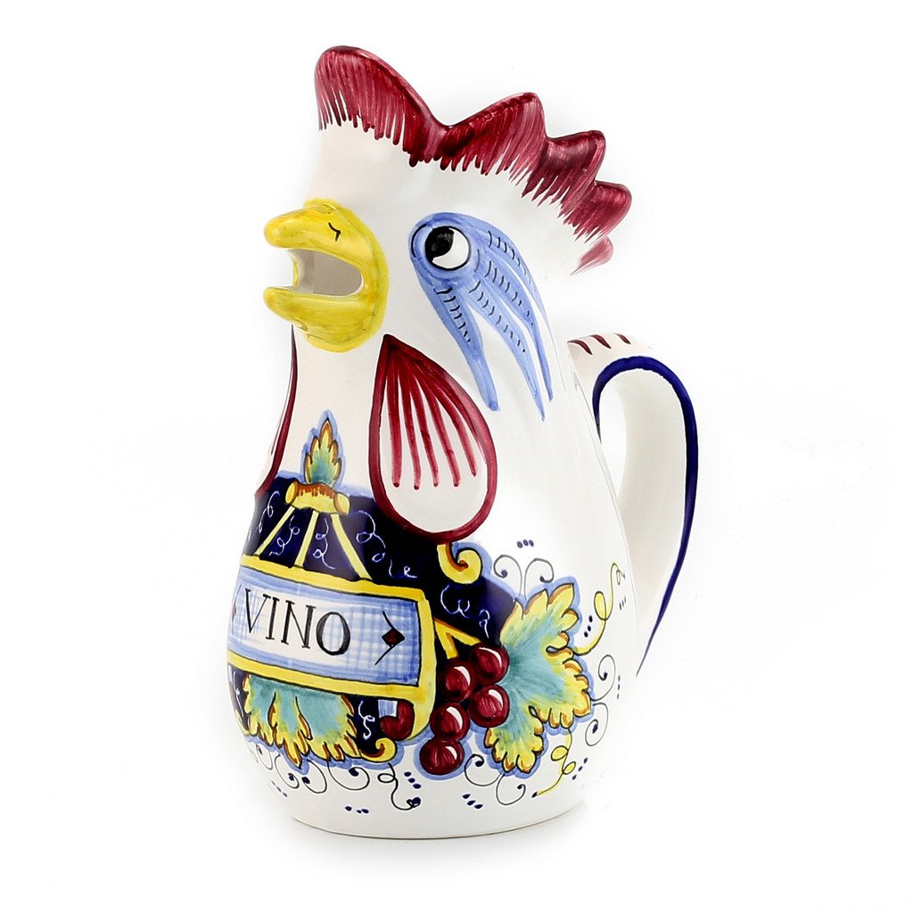 IN VINO VERITAS: Rooster of Fortune pitcher (1 Liter 34 Oz 1 Qt)