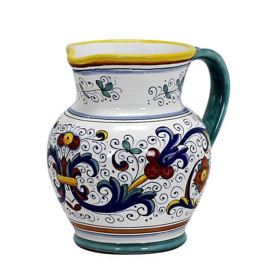 RICCO DERUTA: Traditional Deruta Pitcher (1.25 Liters/40 Oz/5 Cups)