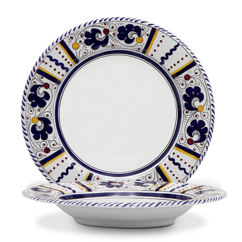 ORVIETO BLUE ROOSTER: Coupe Pasta Soup Bowl (White Center)