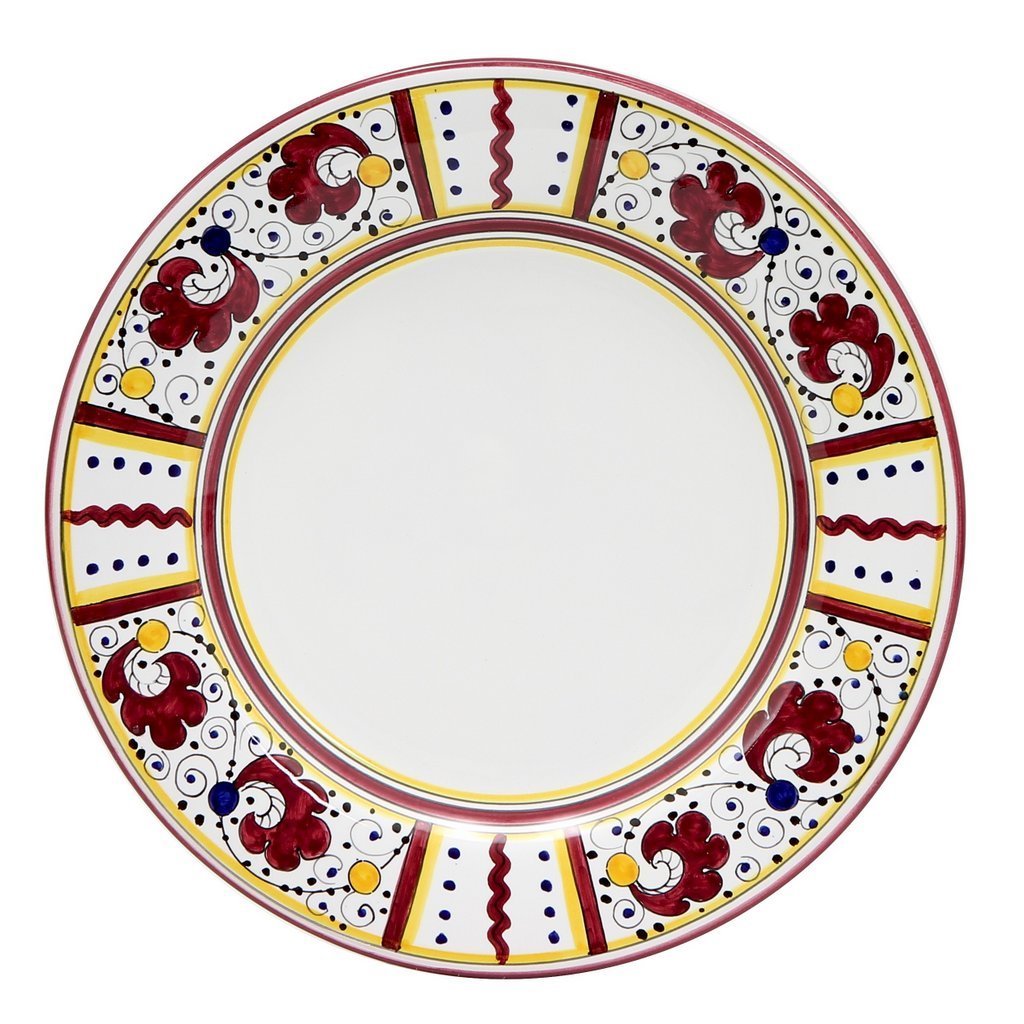 ORVIETO RED ROOSTER: Dinner Plate (White Center)