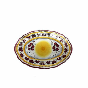 ORVIETO RED ROOSTER: Small Oval Tray 9" x 6"