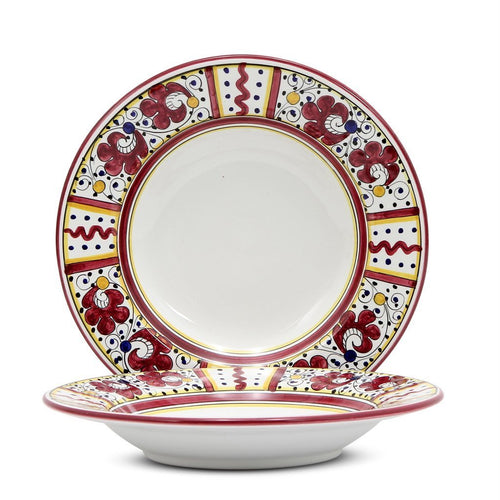 ORVIETO RED ROOSTER: Coupe Pasta Soup Bowl (White Center)