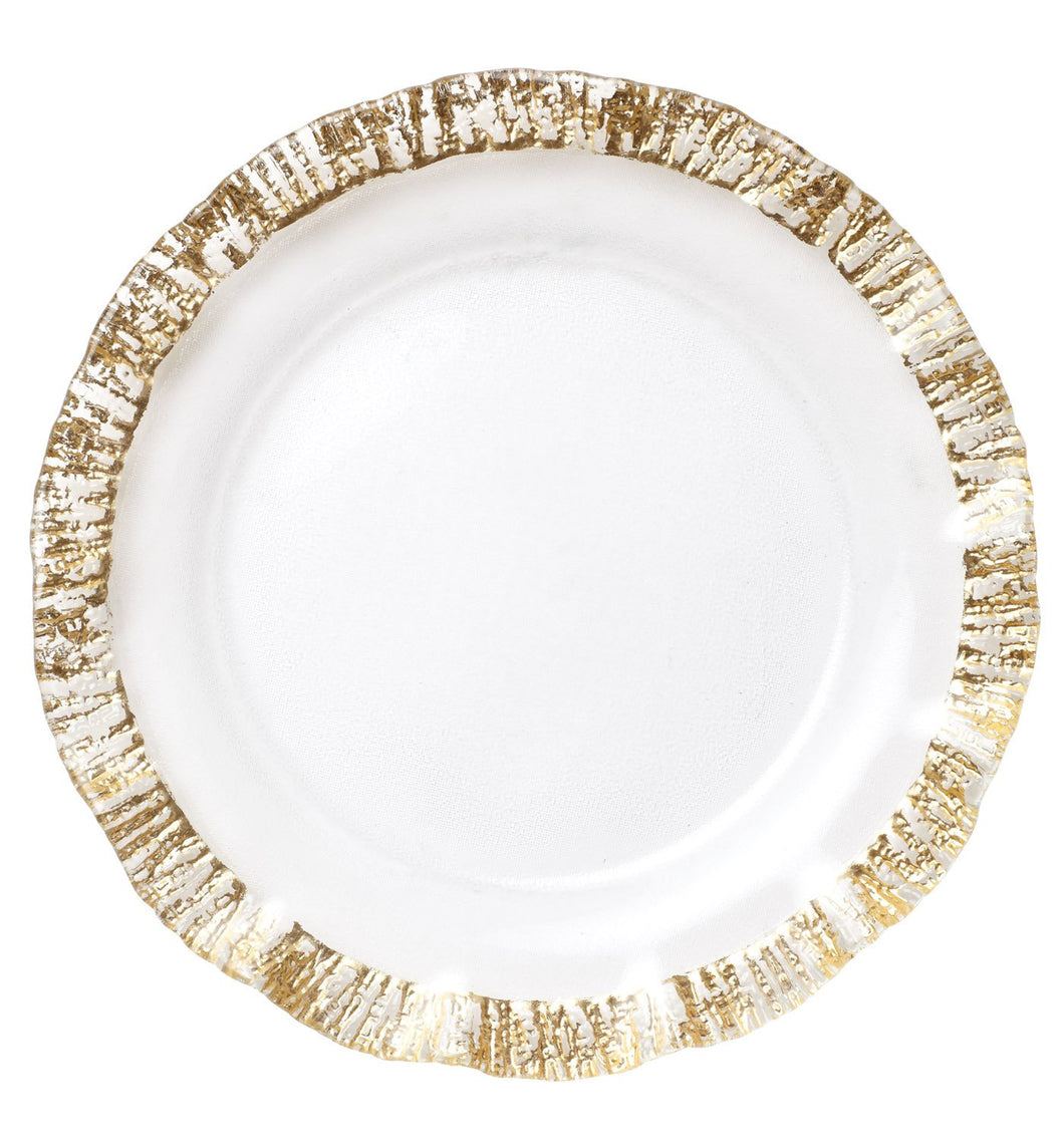 VIETRI: Ruffle Glass Gold Service Plate Charger